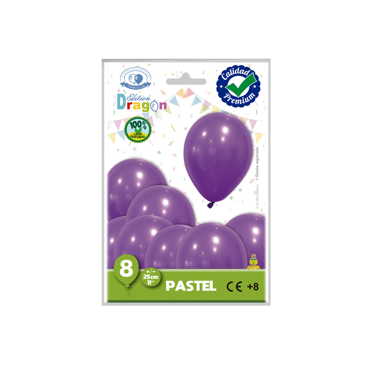 Globo Látex Pastel Lila 11" (25 cm) - Bolsa 8 unidades