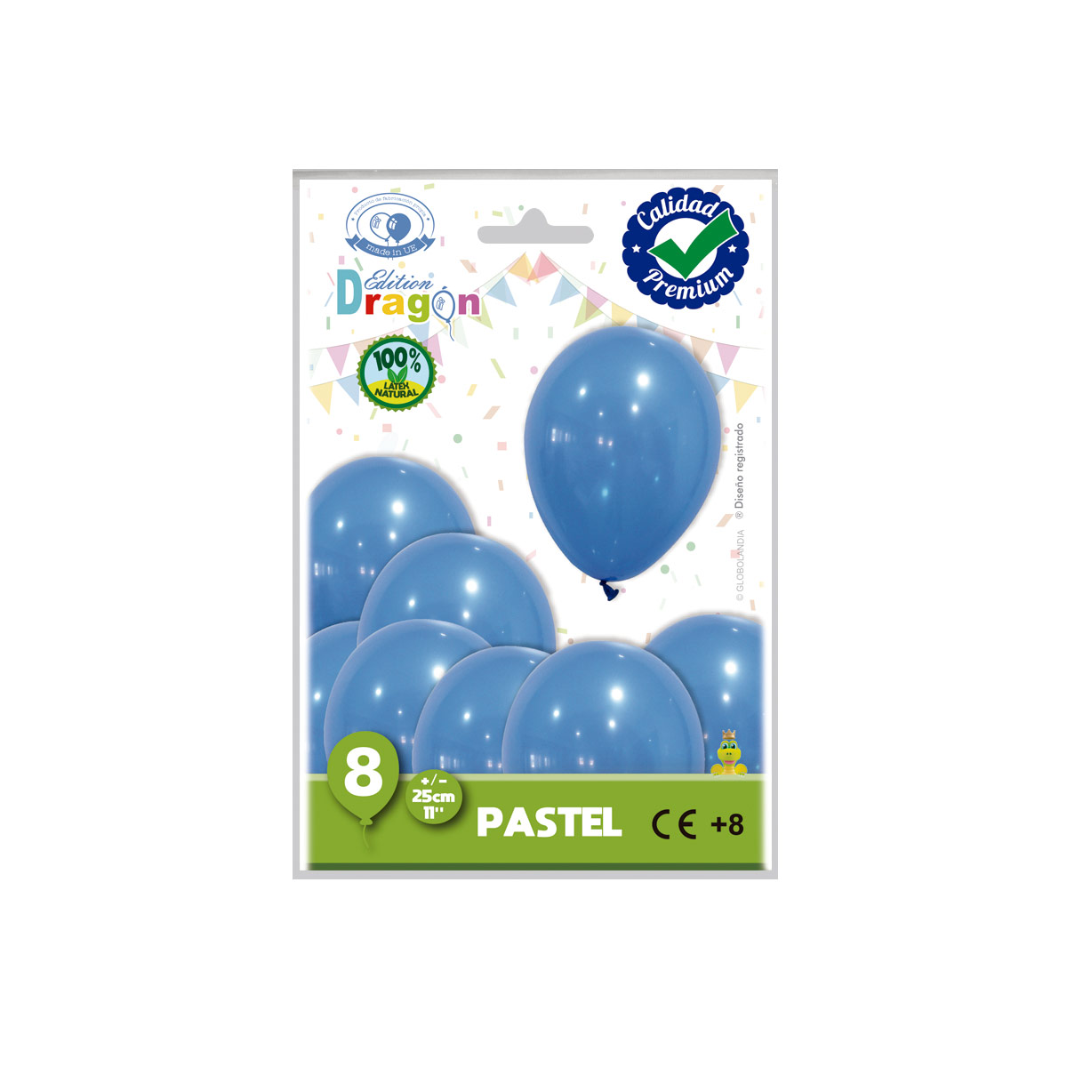 Globos de látex azul pastel 25 cm (11") - Bolsa de 8