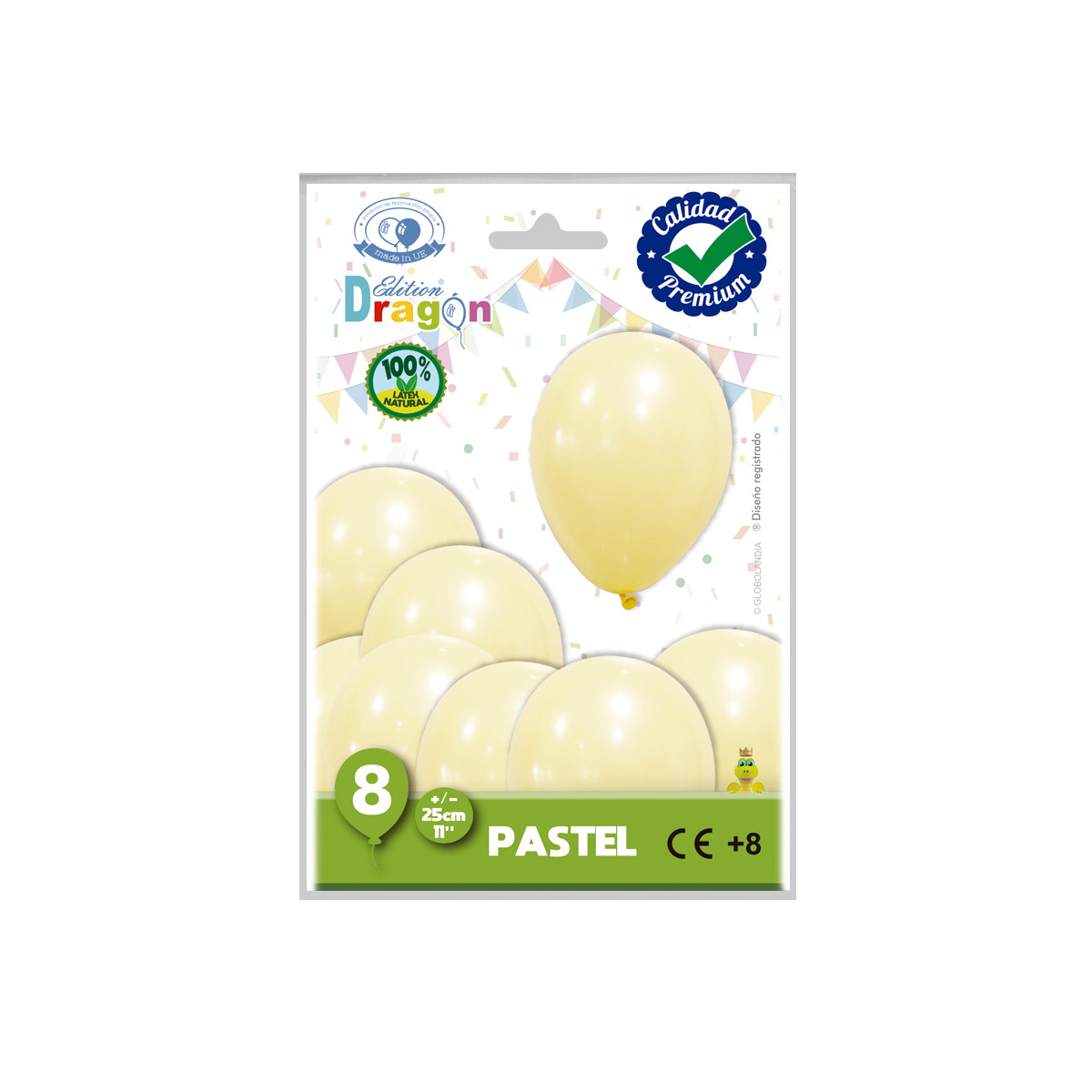 Globos de látex 11" pastel amarillo mostaza – bolsa de 8