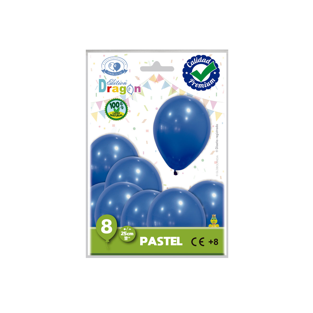 Globos de látex pastel Azul Europa 11" (25 cm) - bolsa de 8