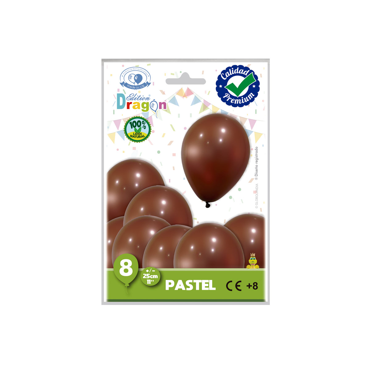 Globos Látex Pastel Marrón 11" / 25 cm – Bolsa de 8