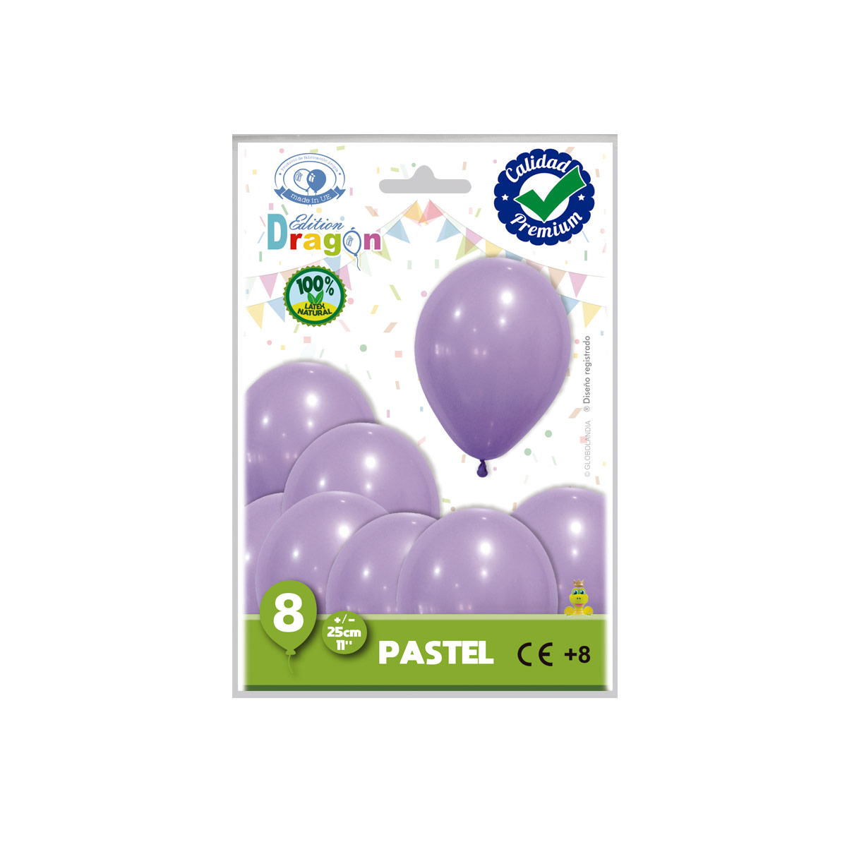 Globos Lavanda Pastel 11" (25 cm) – Bolsa de 8