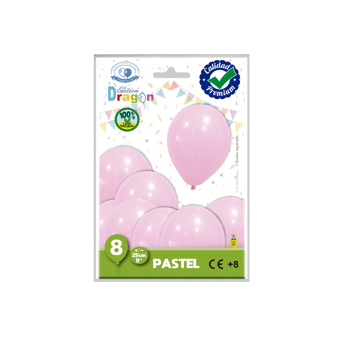 Globo látex pastel rosa claro 11" (25 cm) - Bolsa 8 unidades