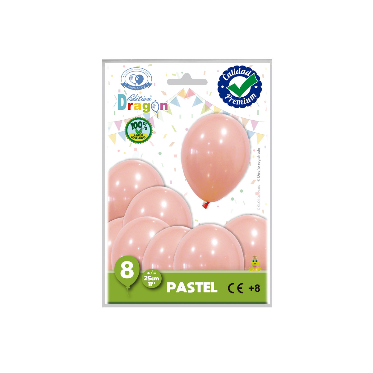 Globo látex pastel salmón 25 cm (11") — bolsa 8 unidades