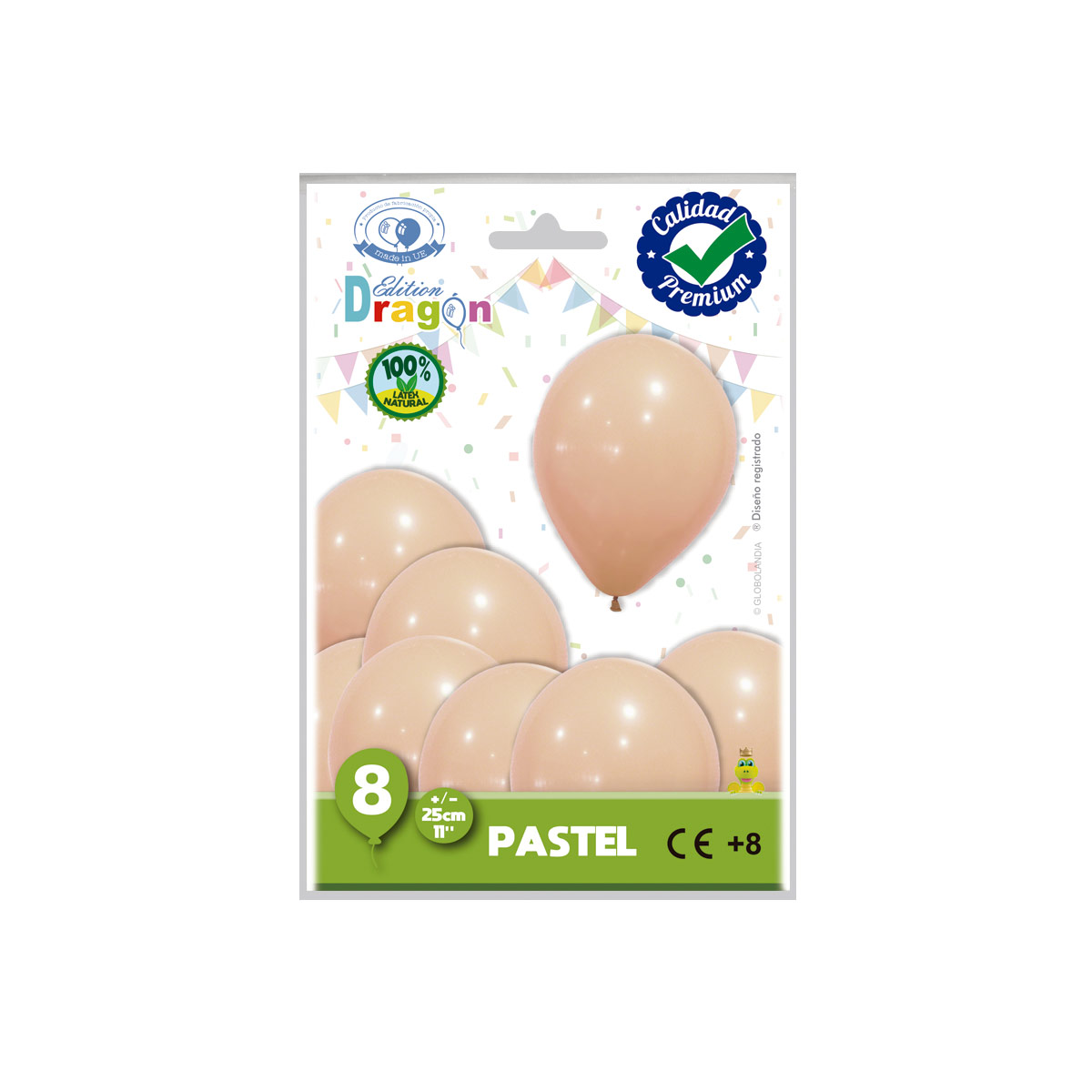 Globos de látex pastel nude 11" (25 cm) – bolsa de 8