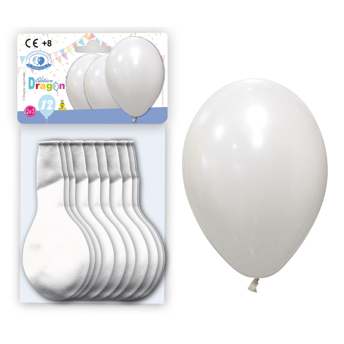Globos látex 10" pastel surtidos - bolsa de 12 con solapa