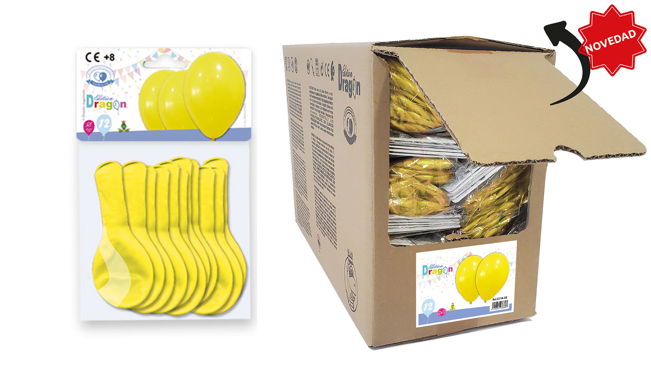Globos pastel 10" lisos, bolsa de 12 uds. en caja expositora