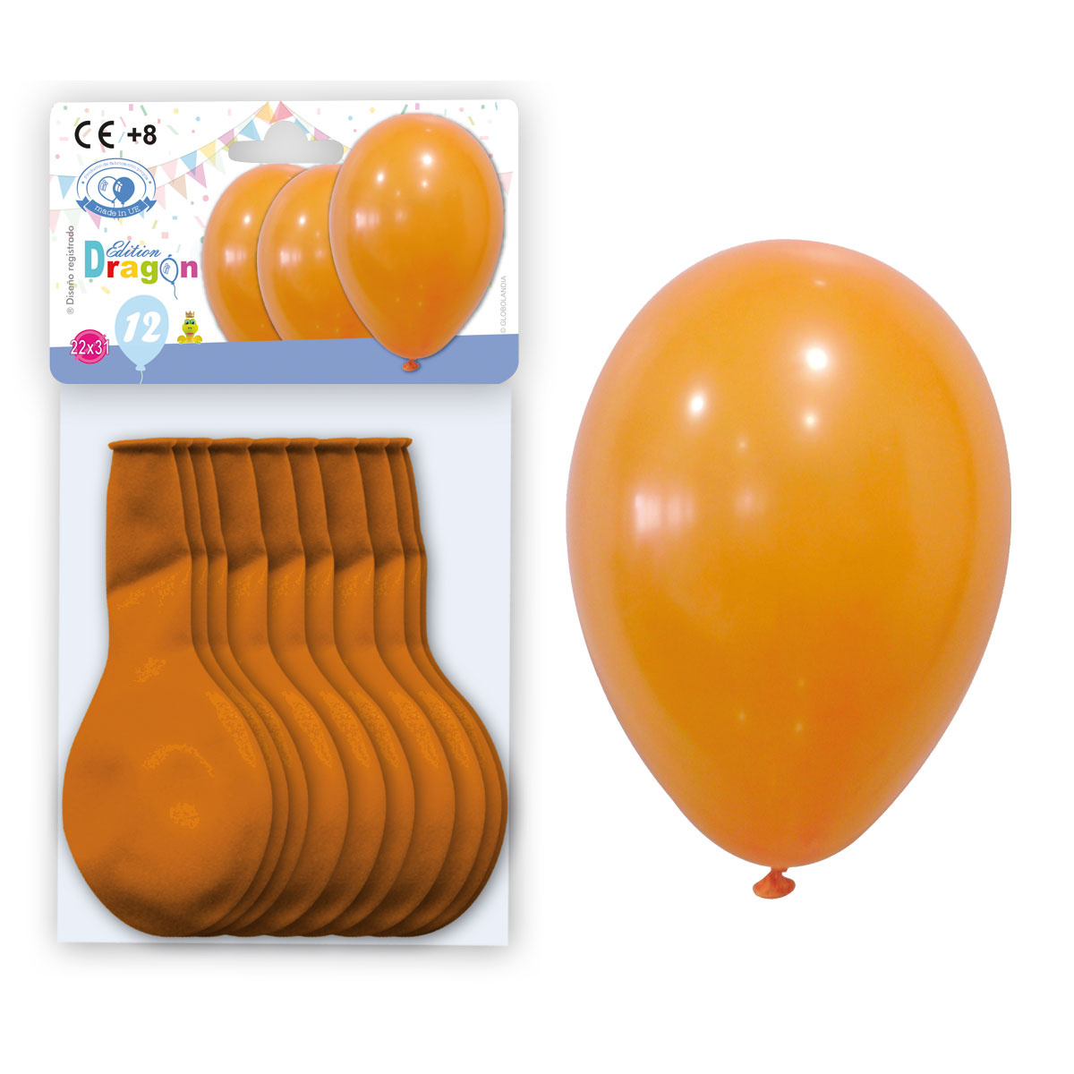 Globos de látex 10" naranja pastel - bolsa de 12 con solapa