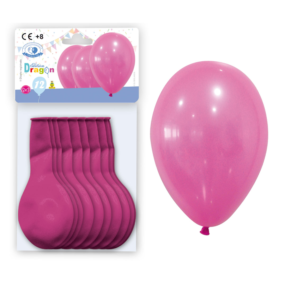 Globos de látex fucsia pastel 10" – bolsa de 12 con solapa
