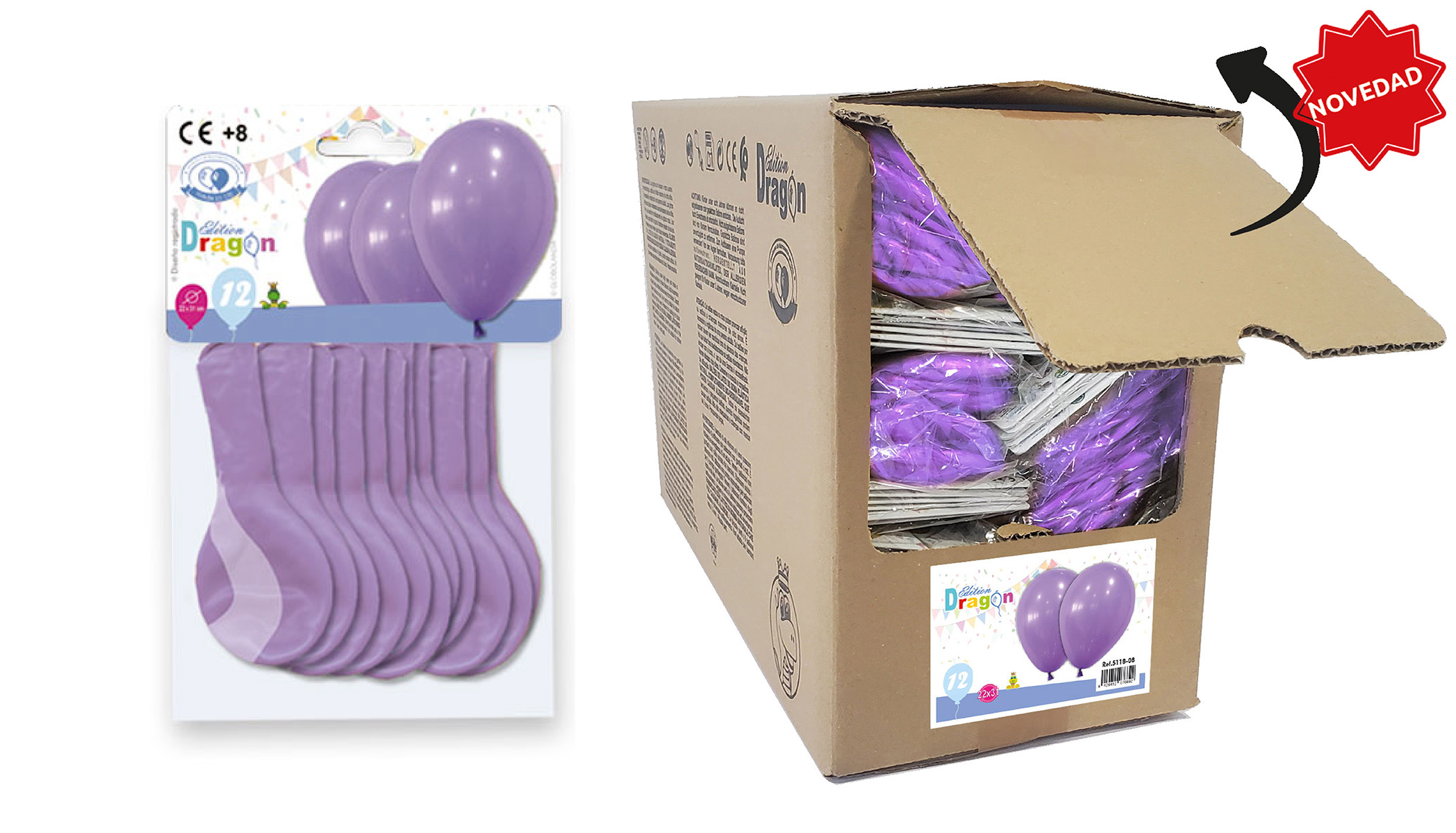Globos látex 10” pastel lila, bolsa de 12 con colgador