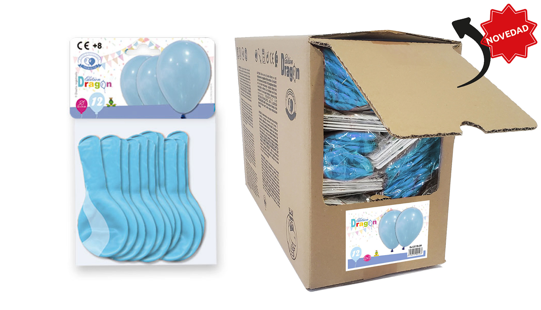 Globos de látex pastel azul celeste 10" - bolsa de 12 (presentación para almacén)