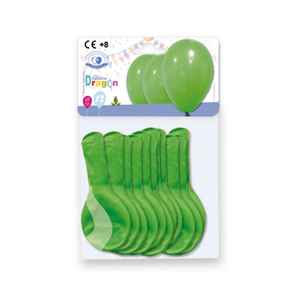 Globos de látex verde pastel, bolsa con solapa 12 uds