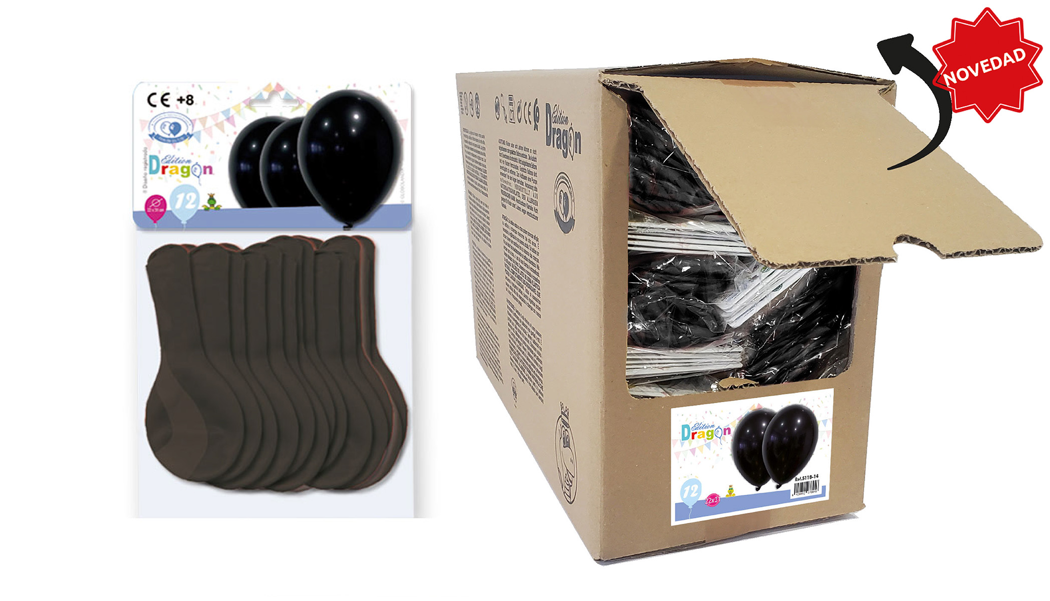 Globos de látex 10" pastel negro, forma normal – Bolsa de 12 unidades