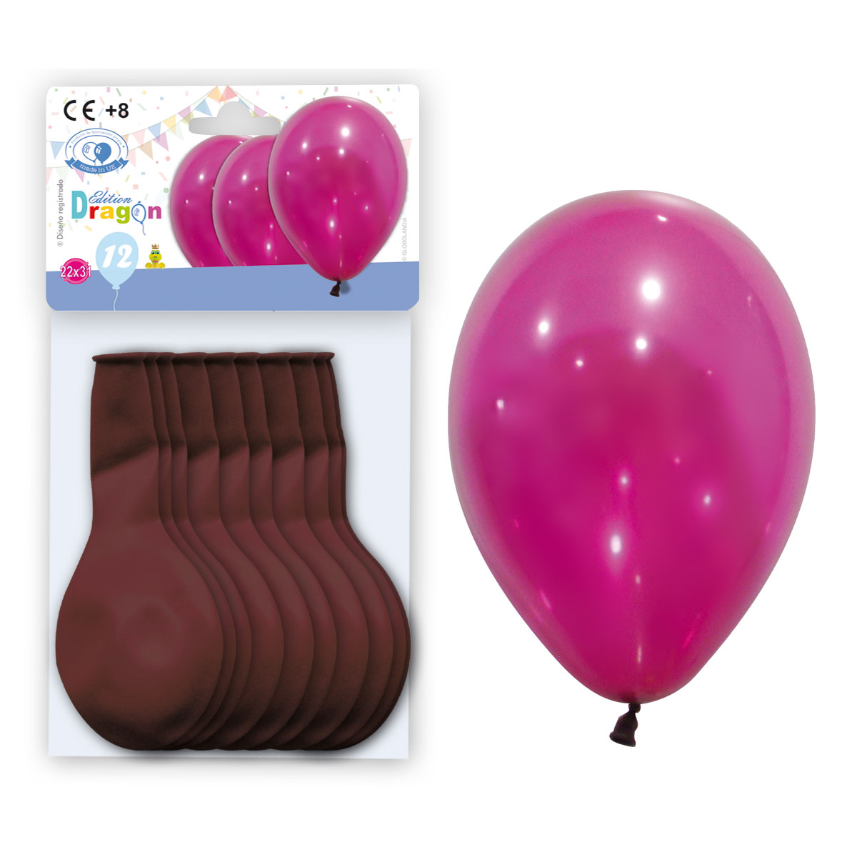 Globos de látex burdeos pastel 10" con solapa - bolsa de 12