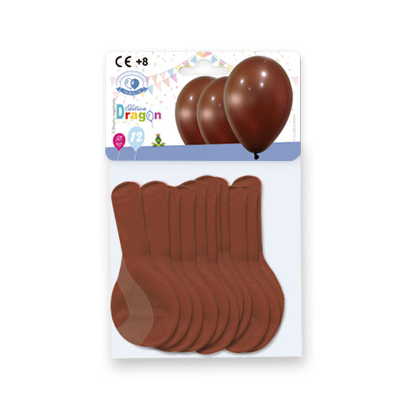 Globos de látex 10" pastel marrón - bolsa de 12 con solapa