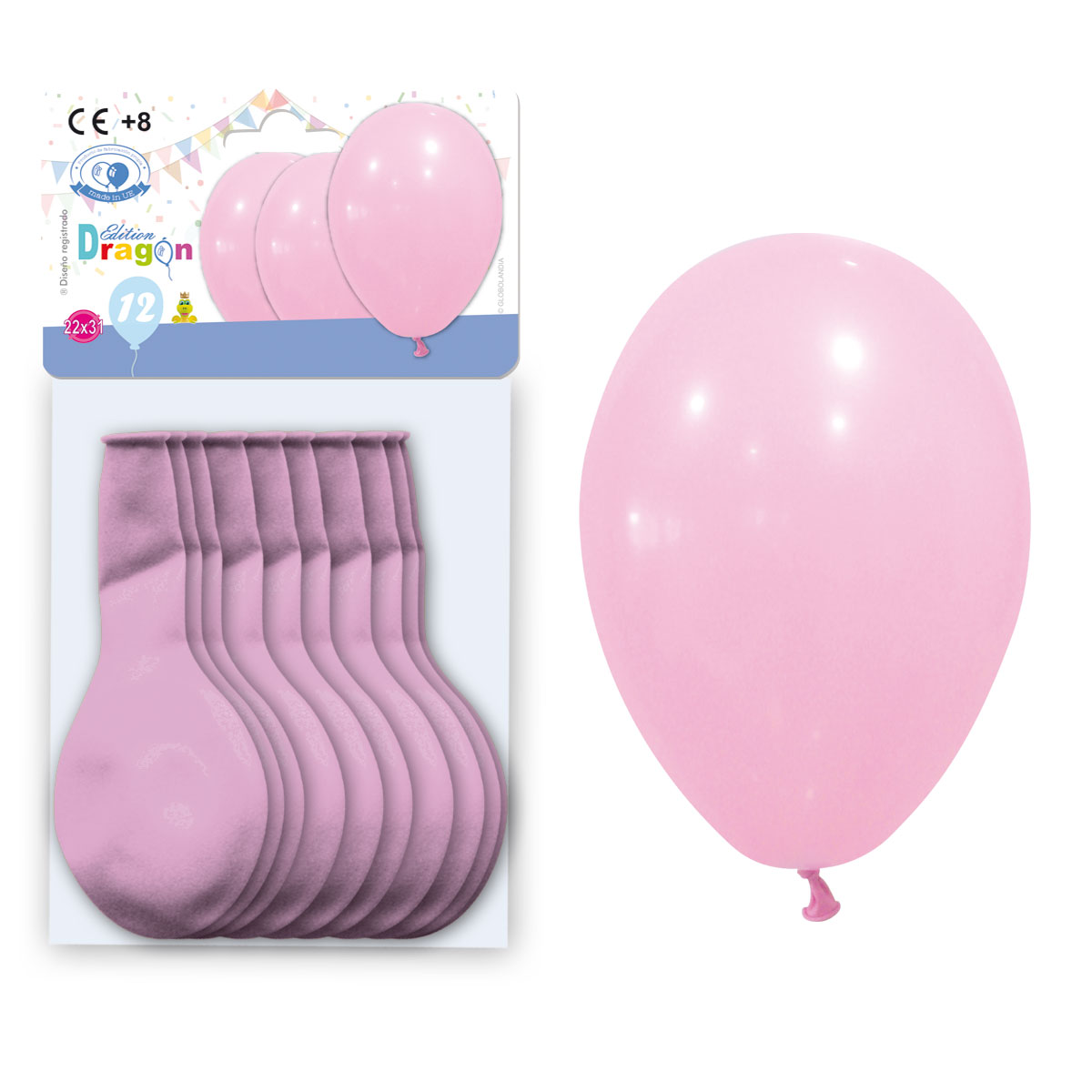 Globos pastel rosa chicle lisos, bolsa de 12