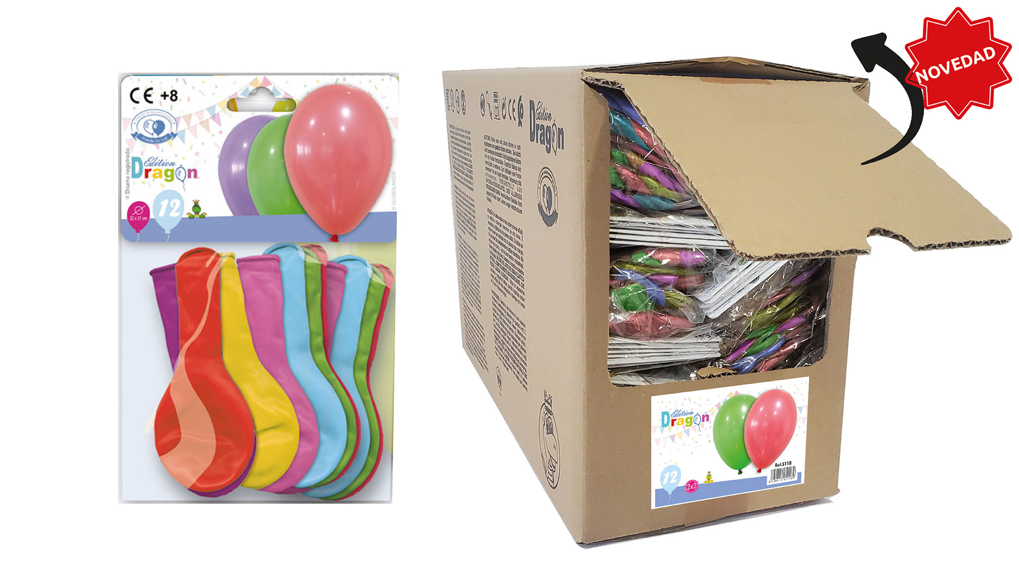 Bolsa de 12 globos látex pastel surtidos 10" (25 cm)