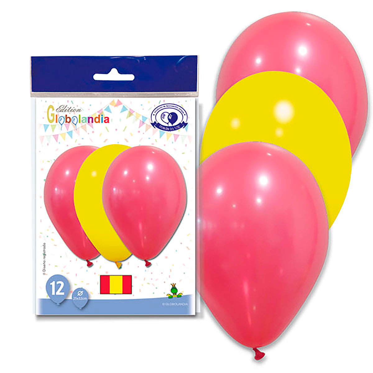 Globos Látex Bandera de España Rojo y Amarillo 11" - Bolsa 12 unidades