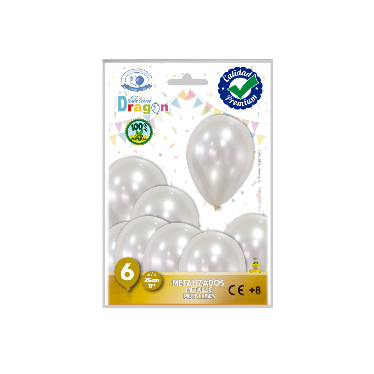 Globos metalizados látex 11" (25 cm) colores surtidos - Bolsa 6 uds