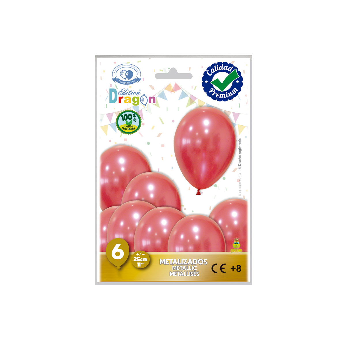 Globos metalizados rojos 11" (25 cm) – bolsa de 6