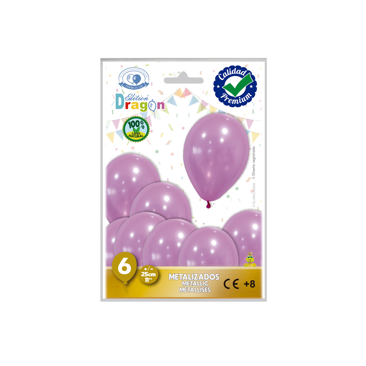 Globos de látex metalizados rosa 11" (25 cm) – bolsa de 6