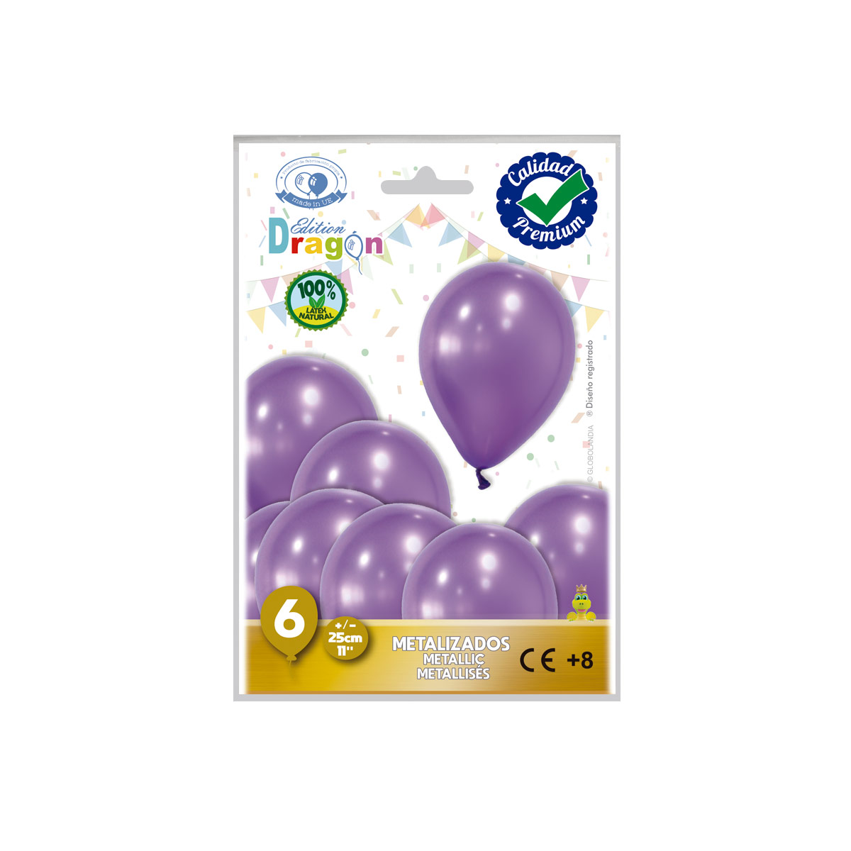 Globos metalizados lila 11" (25 cm), bolsa de 6