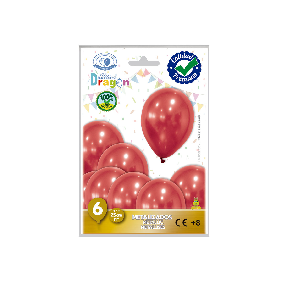 Globos látex metalizados rojo oscuro 11" (25 cm) - Bolsa 6 unidades