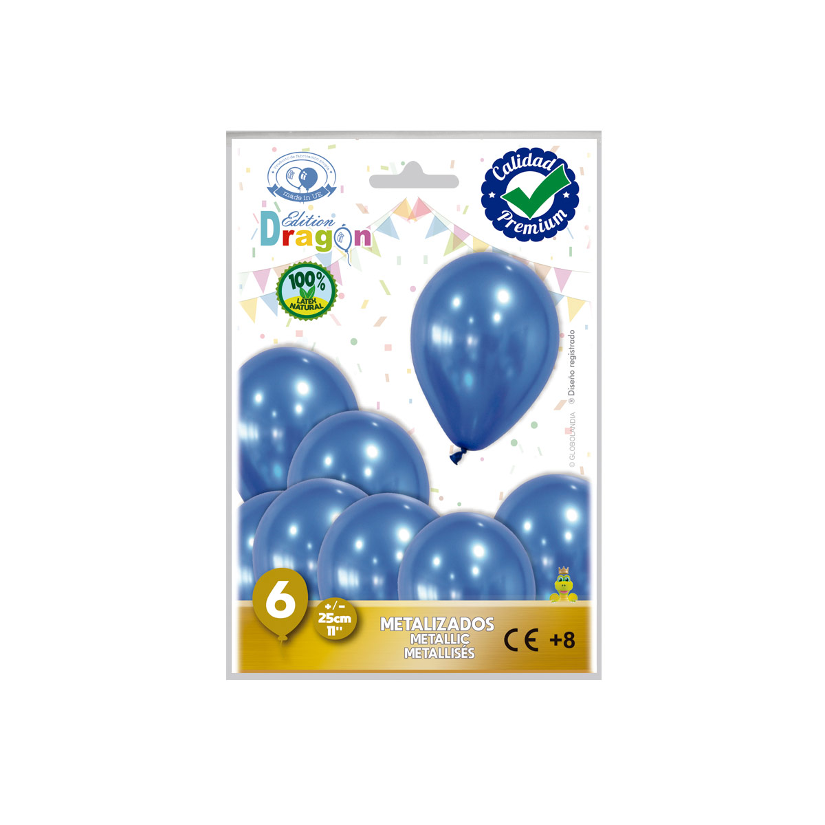 Globos metalizados azul oscuro 11" (25 cm) – bolsa de 6