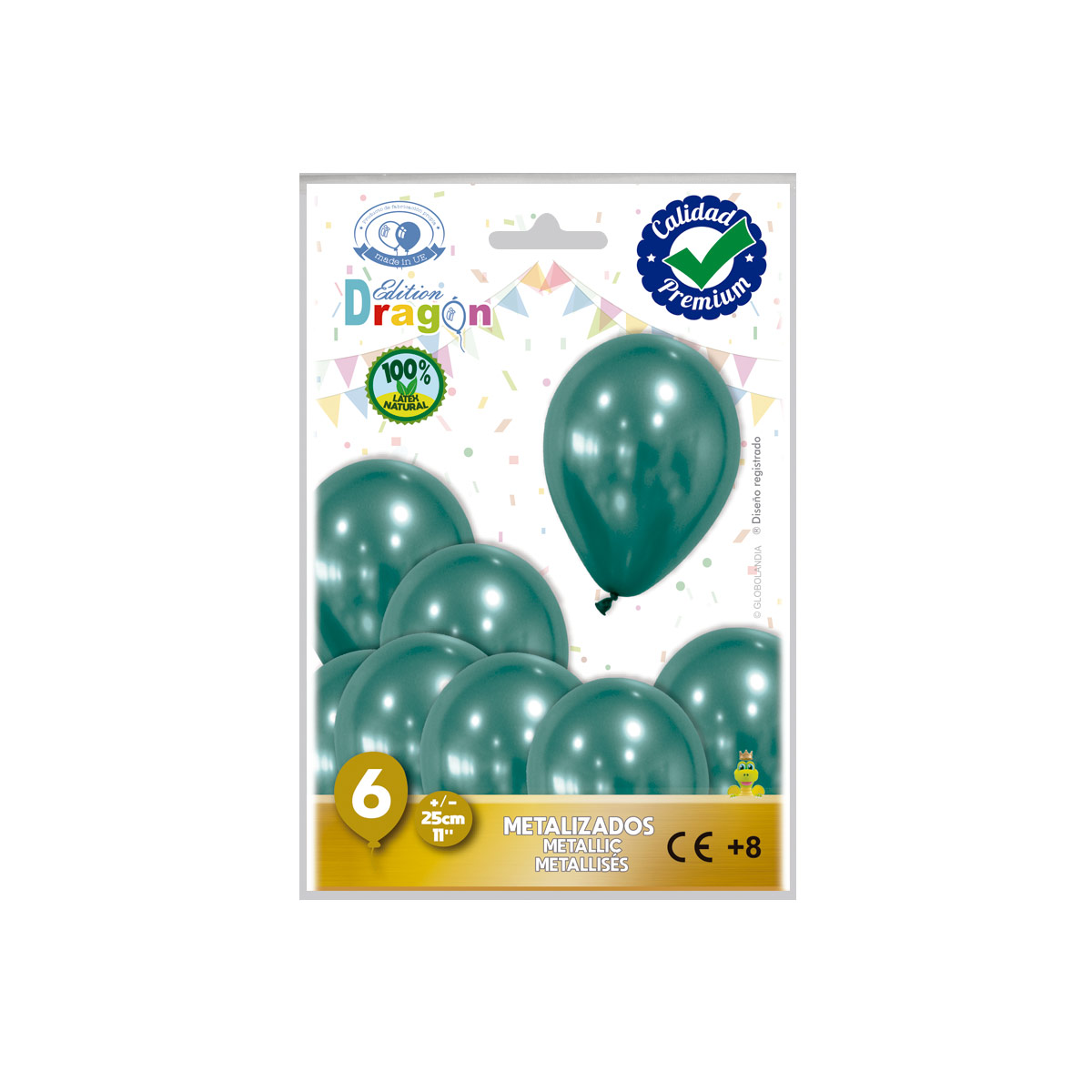 Globos metalizados verde oscuro 11" (25 cm) - Bolsa de 6