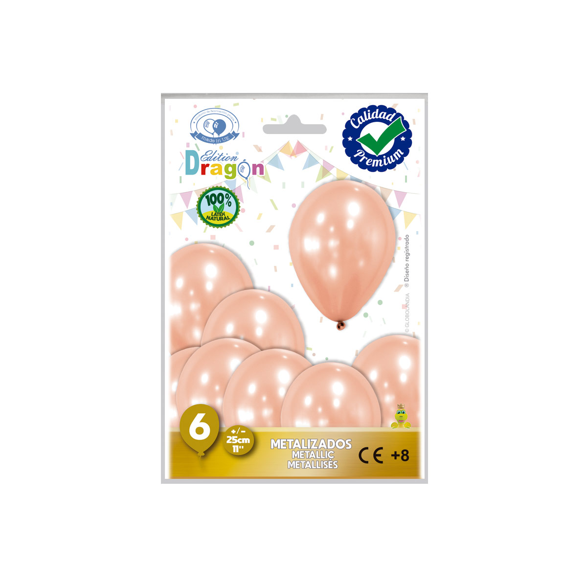 Globos metalizados coral 11" (25 cm) - bolsa de 6 unidades