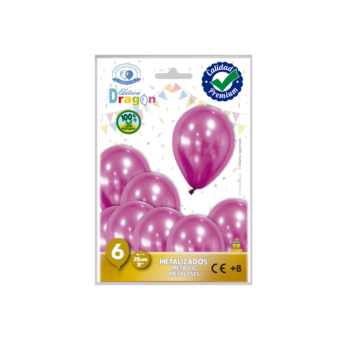Globos metalizados fucsia 11″ (25 cm) – Bolsa de 6
