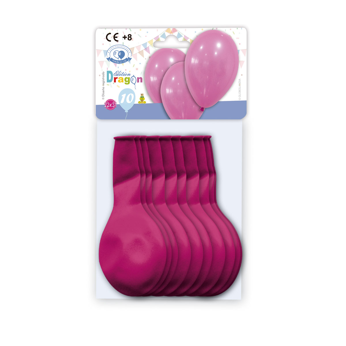 Bolsa 10 globos Edición Dragón fucsia 22x31 cm
