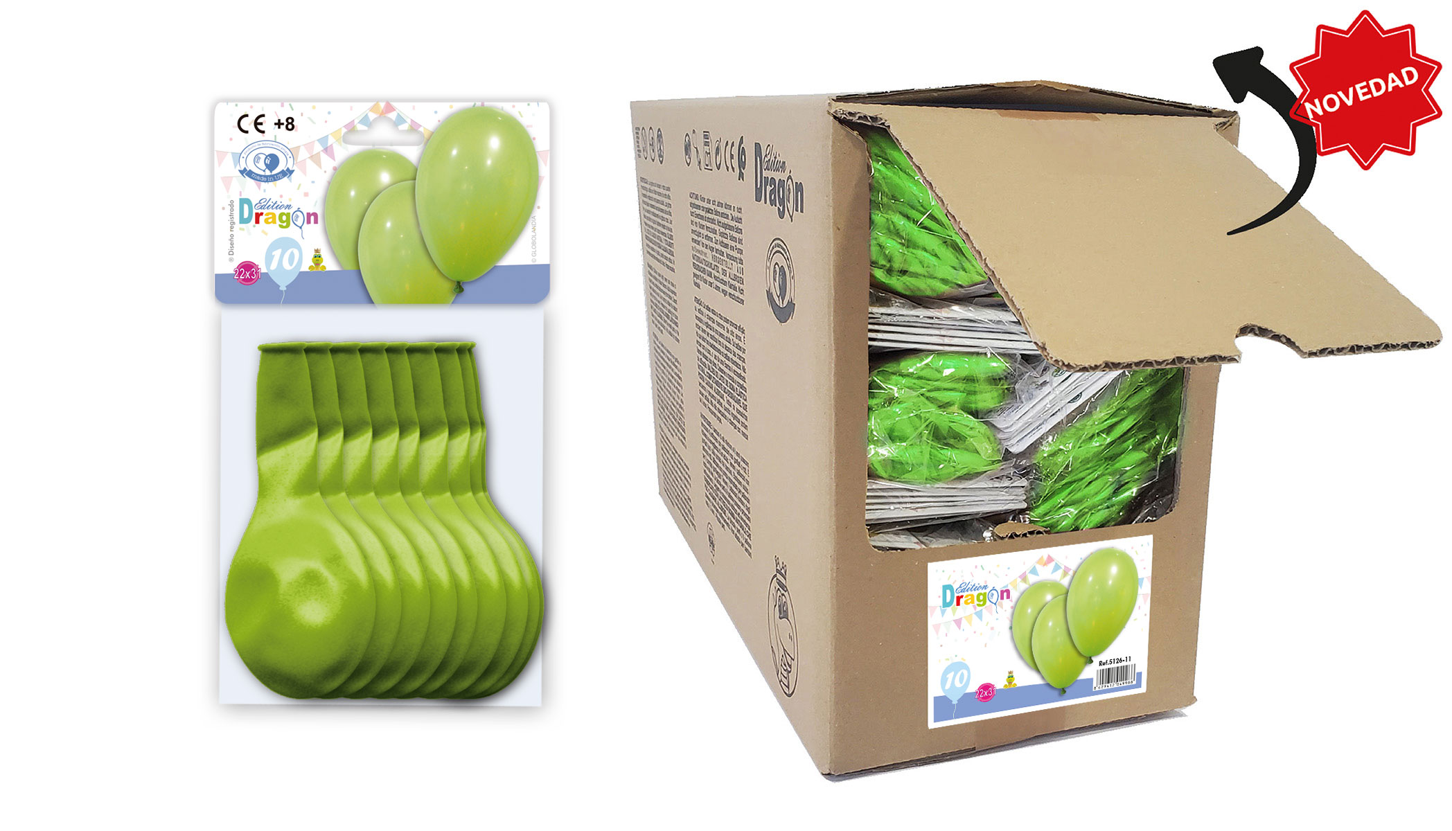 Bolsa de 10 globos de látex verde pistacho Edition Dragon