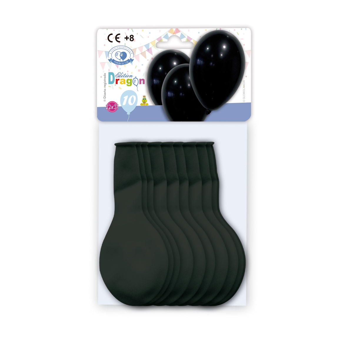 Bolsa Edition Dragon 10 globos negros 22x31 cm