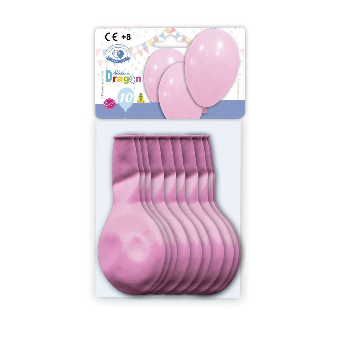 Globos de látex rosa chicle 10" - Bolsa 10 unidades (Edition Dragón)
