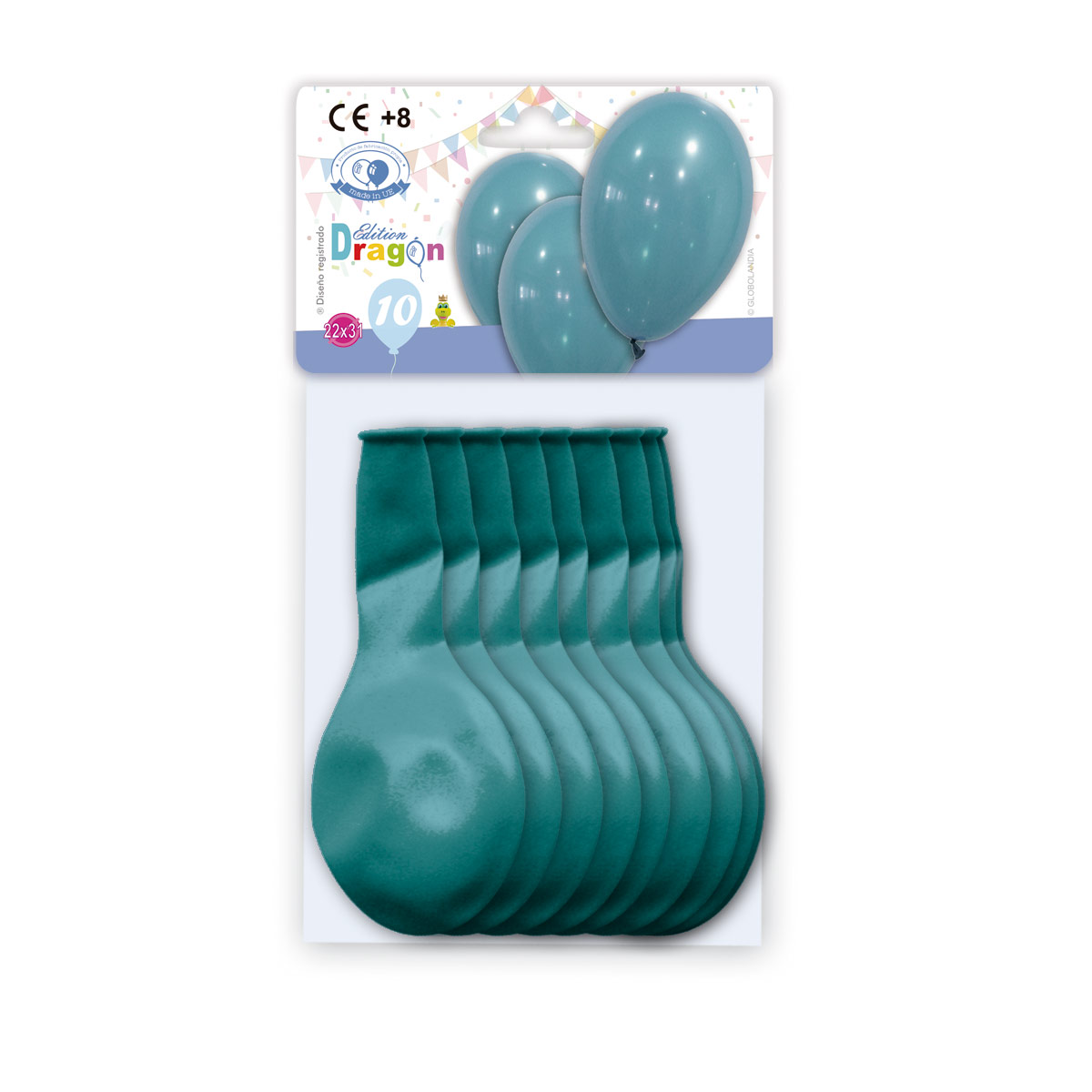 Globos turquesa Edition Dragon, bolsa con solapa 10 unidades