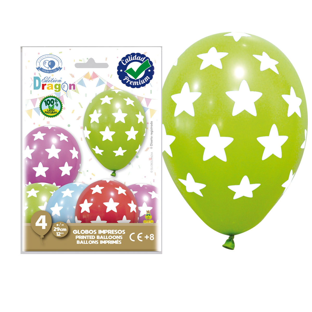 Globos impresos Estrellas Grandes 29 cm - Bolsa de 4 unidades