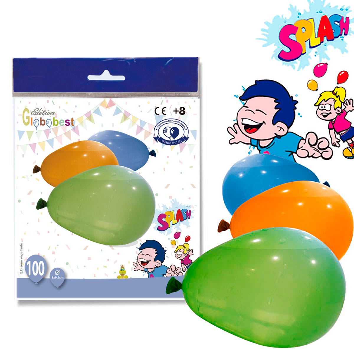 Globos de agua de látex 8x9,5 cm colores surtidos, bolsa de 100