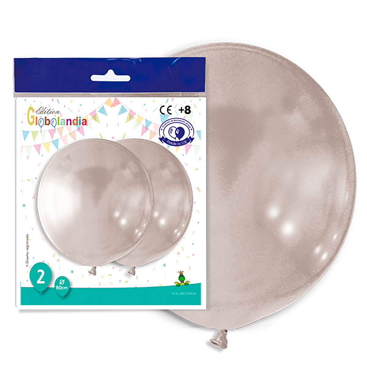 Globo látex gigante metalizado perla 80 cm (bolsa de 2)