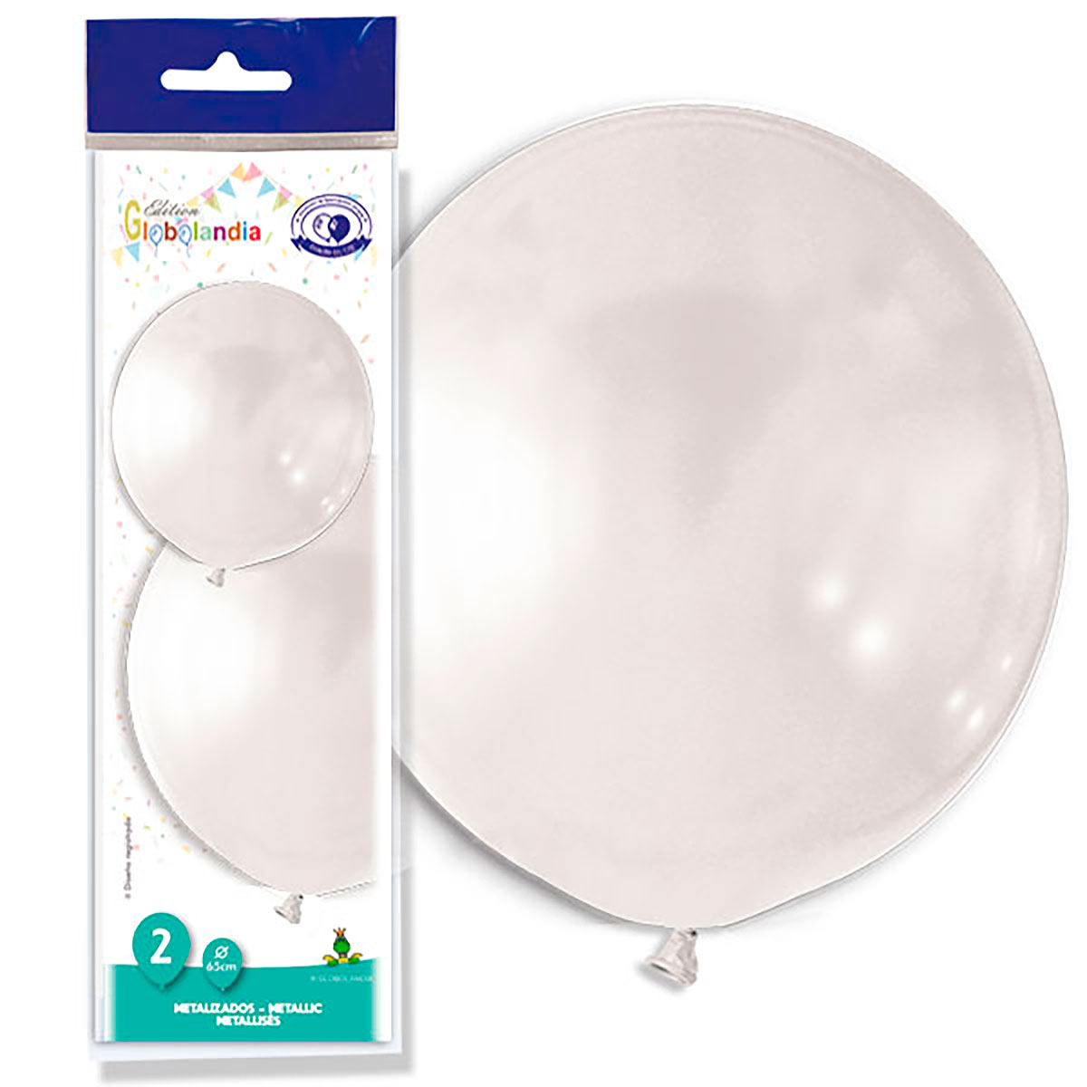 Globo gigante metalizado blanco 65 cm - Bolsa de 2