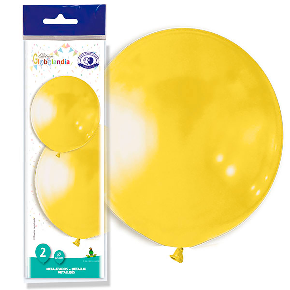 Globo gigante metalizado amarillo 65 cm - bolsa de 2