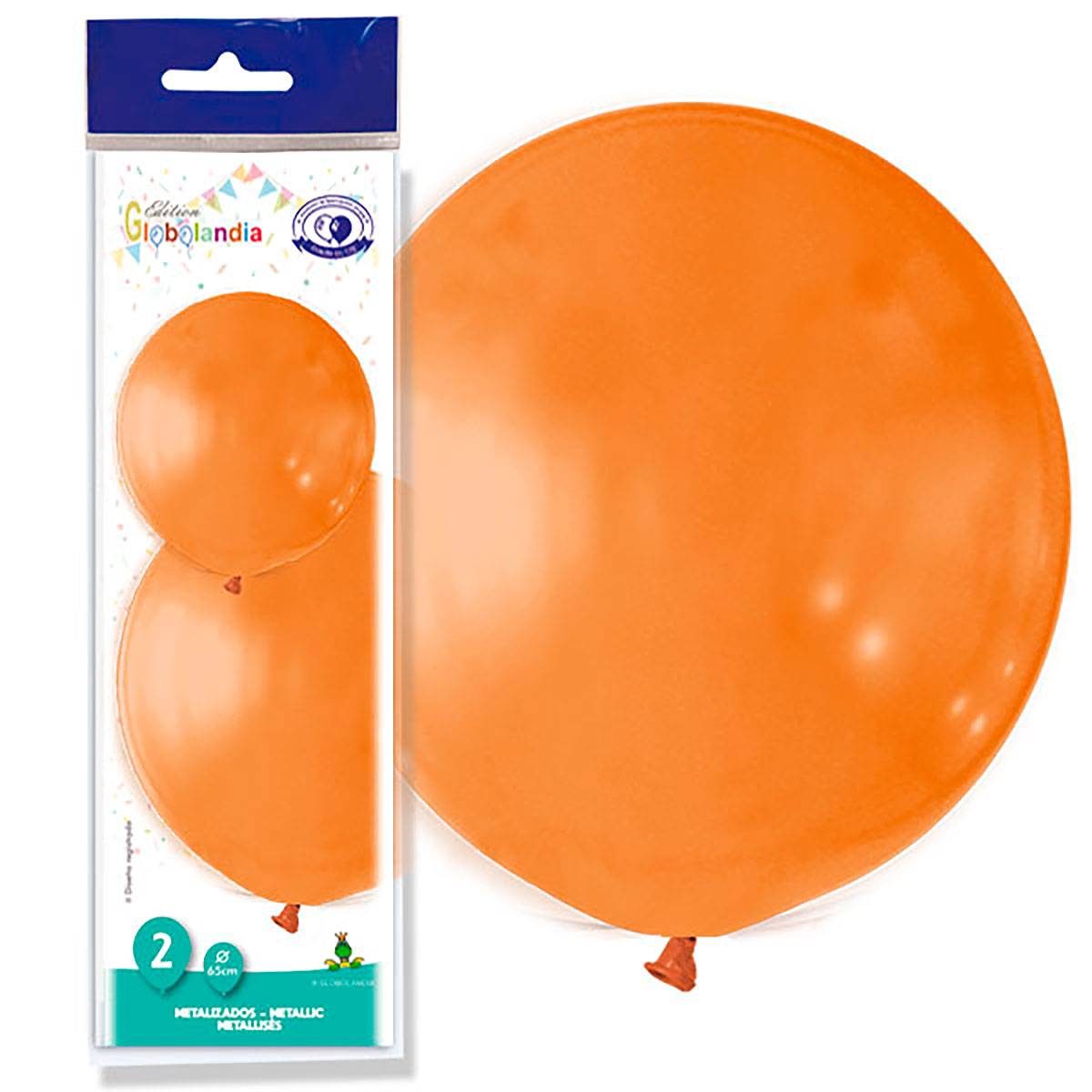 Globo gigante metalizado naranja 65 cm (bolsa 2 uds.)