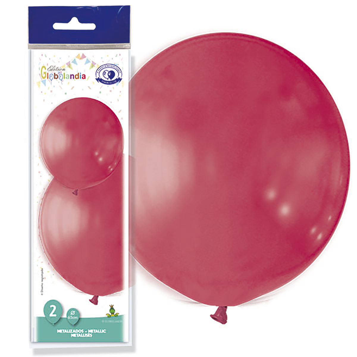 Globo gigante metalizado rojo 180 · Ø 65 cm · Bolsa 2 uds