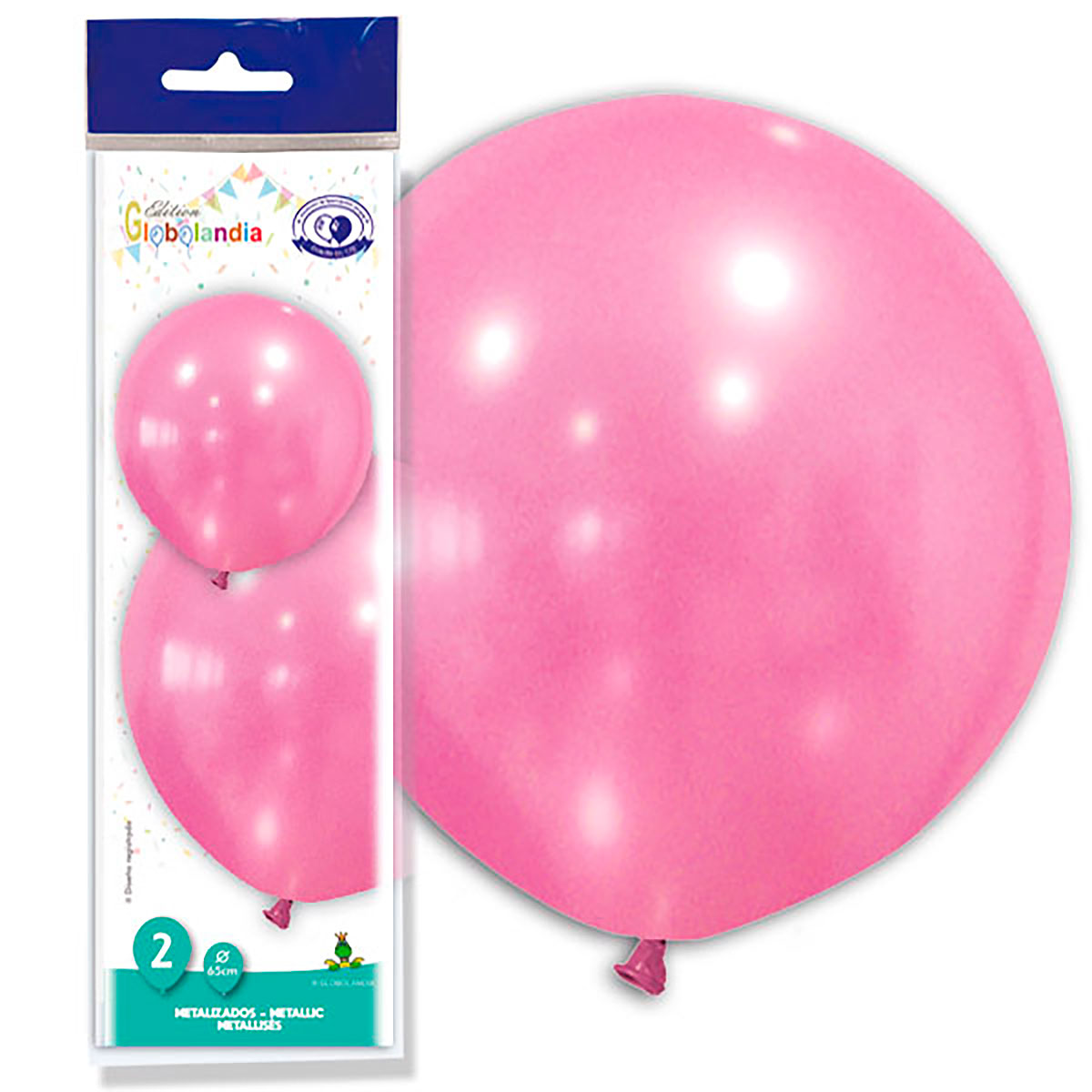 Globo látex gigante metalizado rosa 65 cm - bolsa 2 uds.