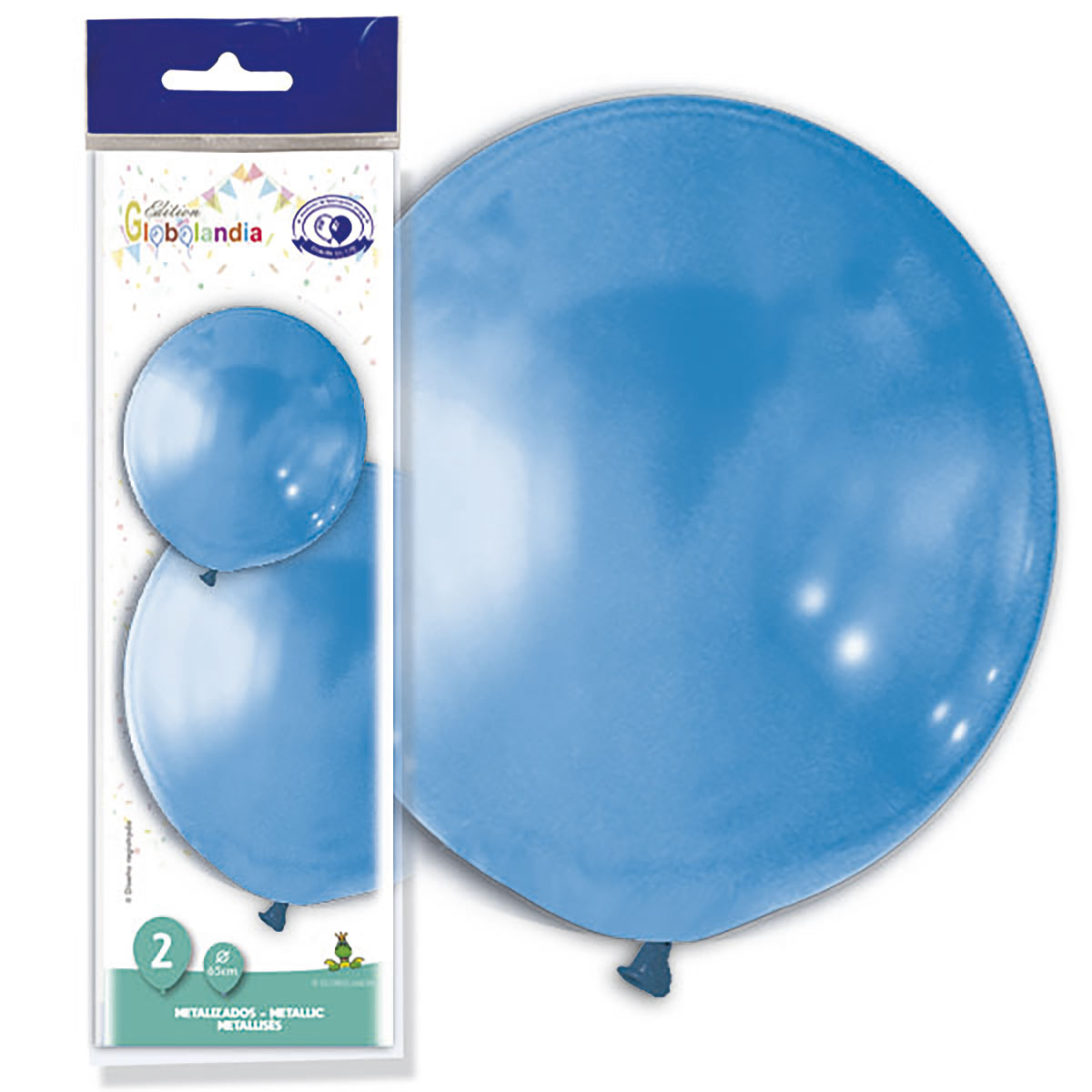 Globo gigante metalizado azul Ø 65 cm - bolsa de 2