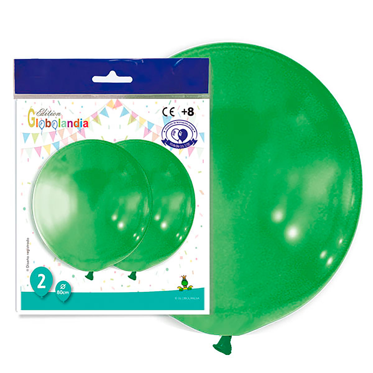 Globo gigante liso verde 80 cm – bolsa de 2 unidades