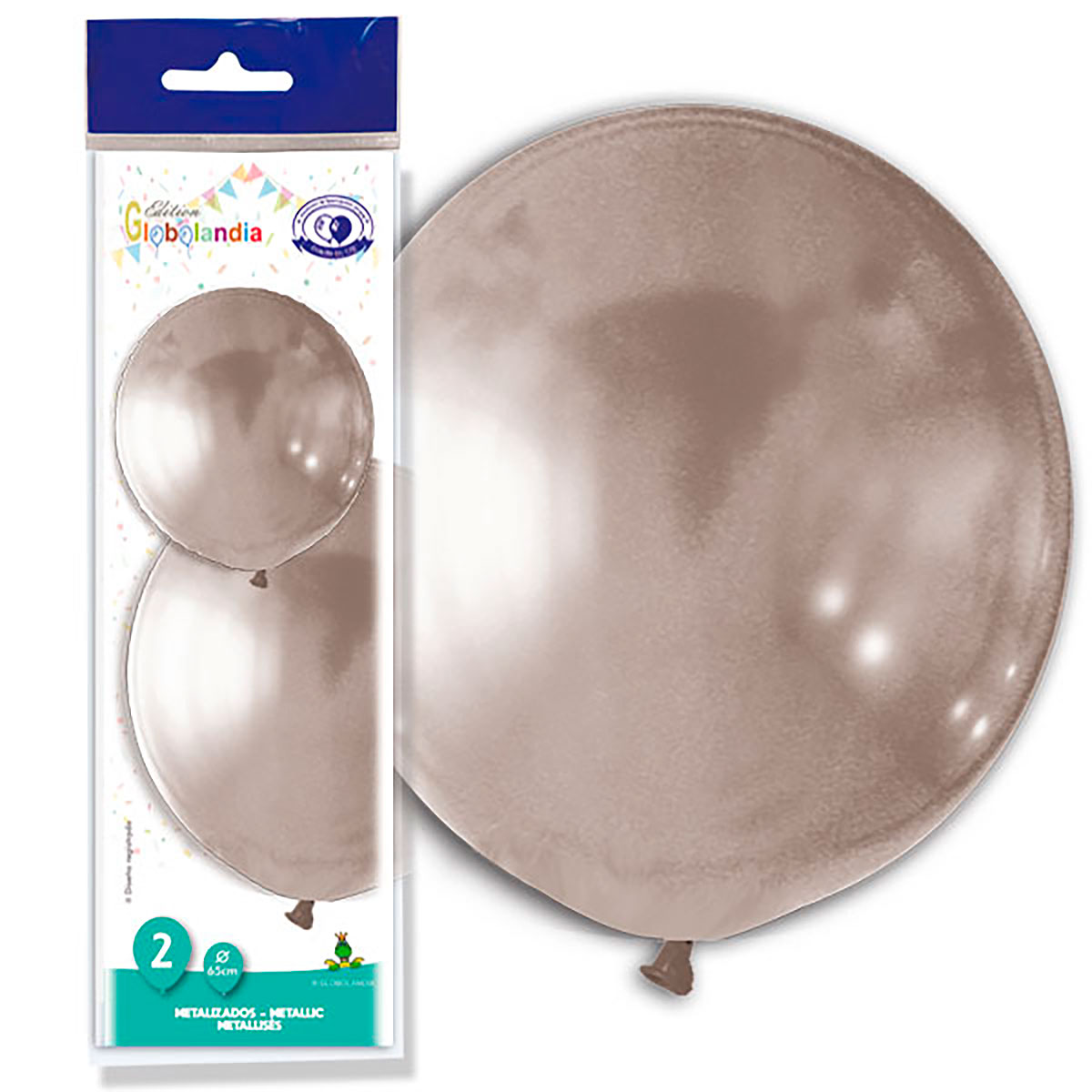 Globo gigante metalizado plata 65 cm - Bolsa de 2 unidades