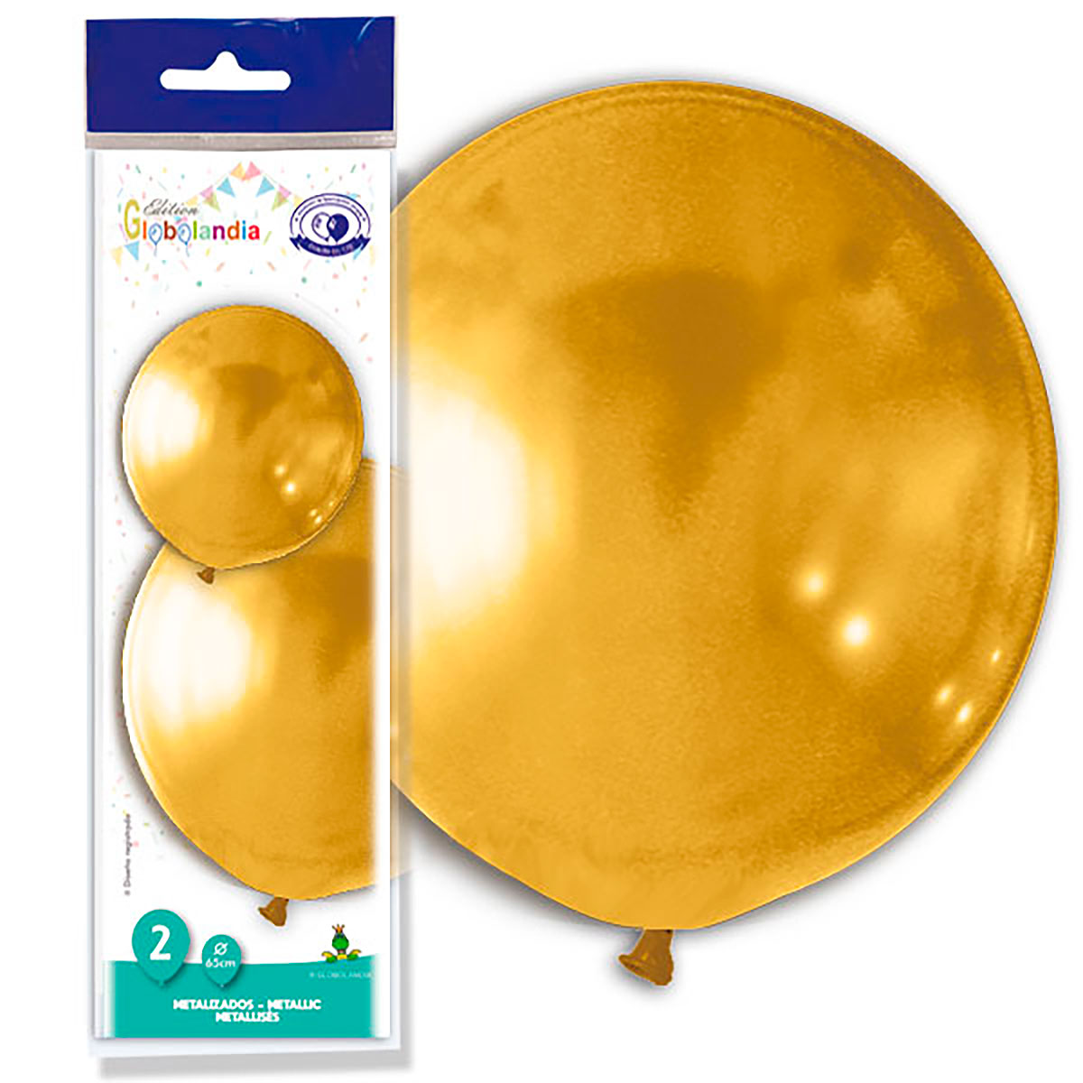 Globo gigante metalizado oro 65 cm - Bolsa de 2 unidades
