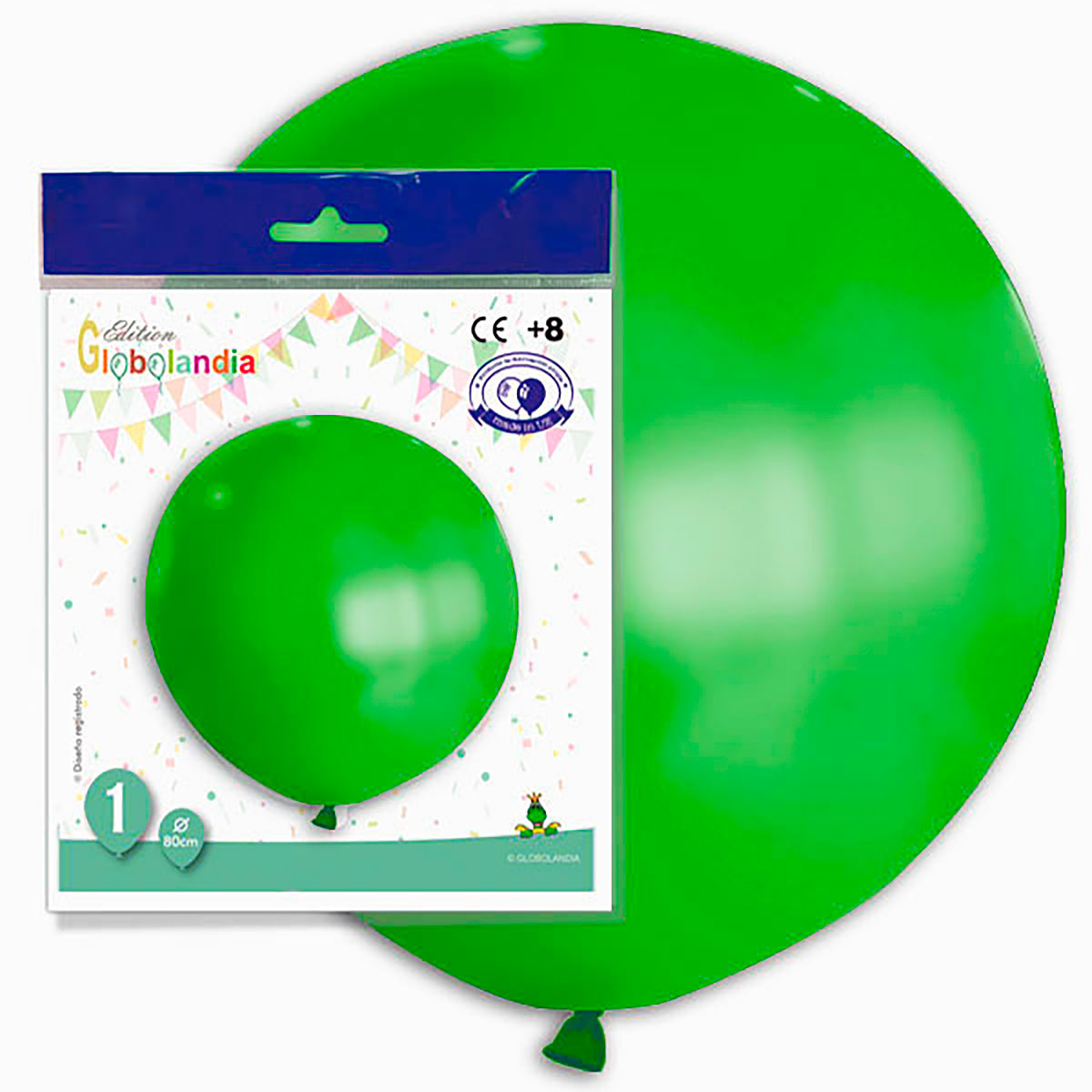 Globo gigante verde 80 cm liso, bolsa de 1 unidad