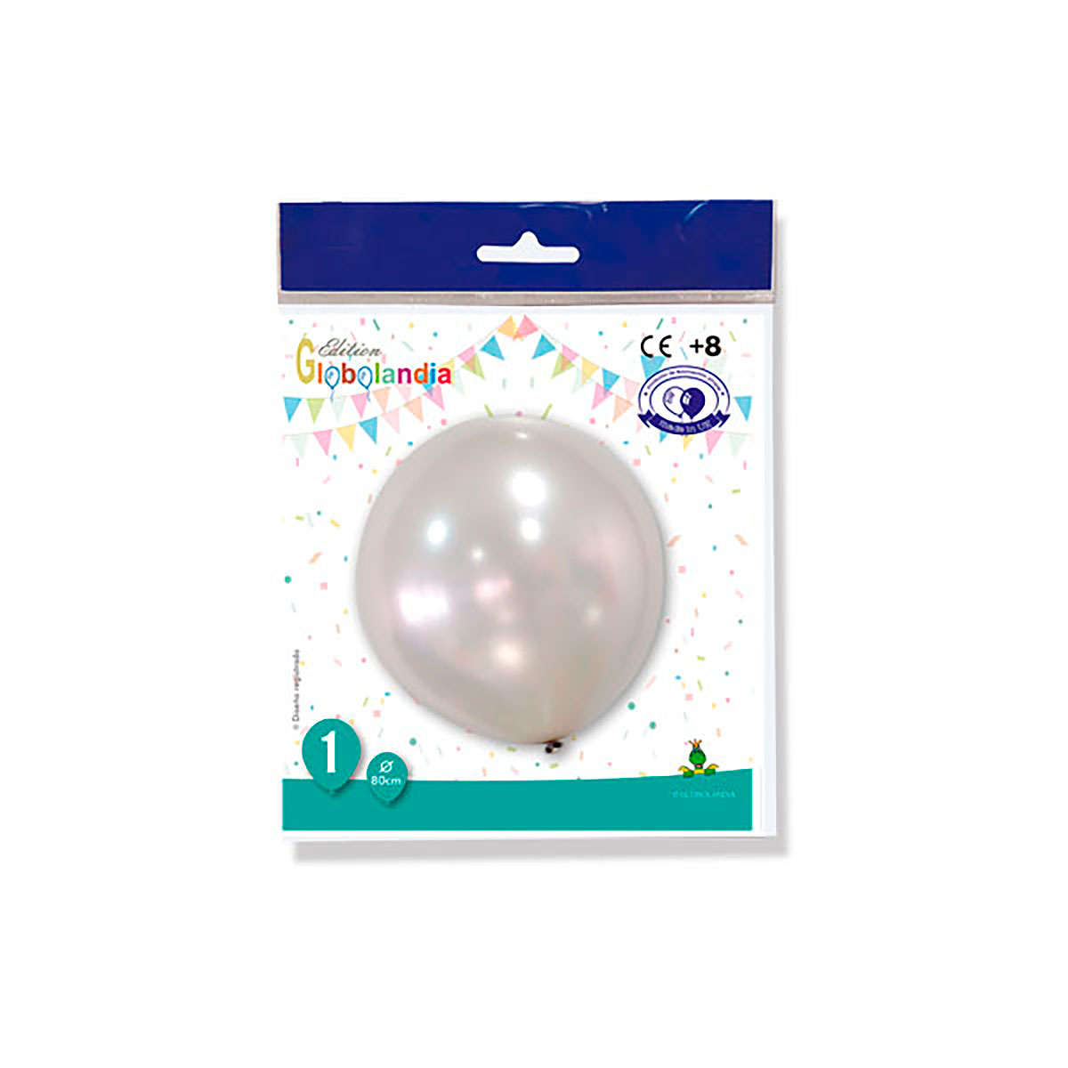 Globo gigante látex plata metalizado 80 cm (bolsa 1 unidad)